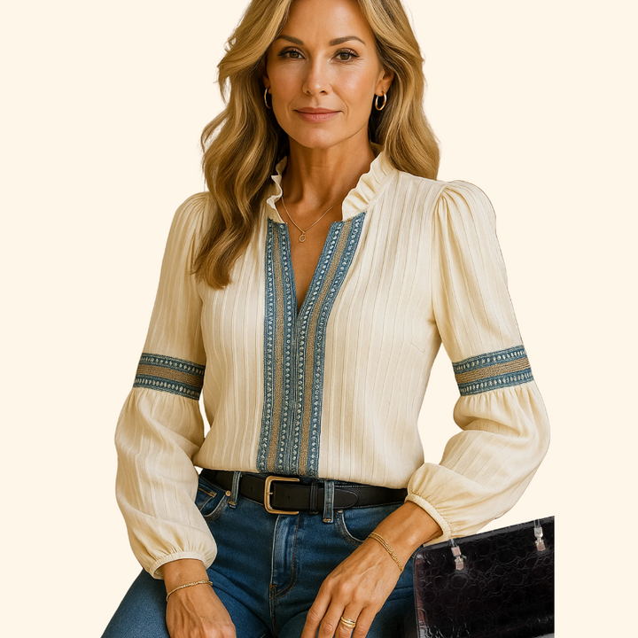 Josie - Vintage V-Neck Blouse