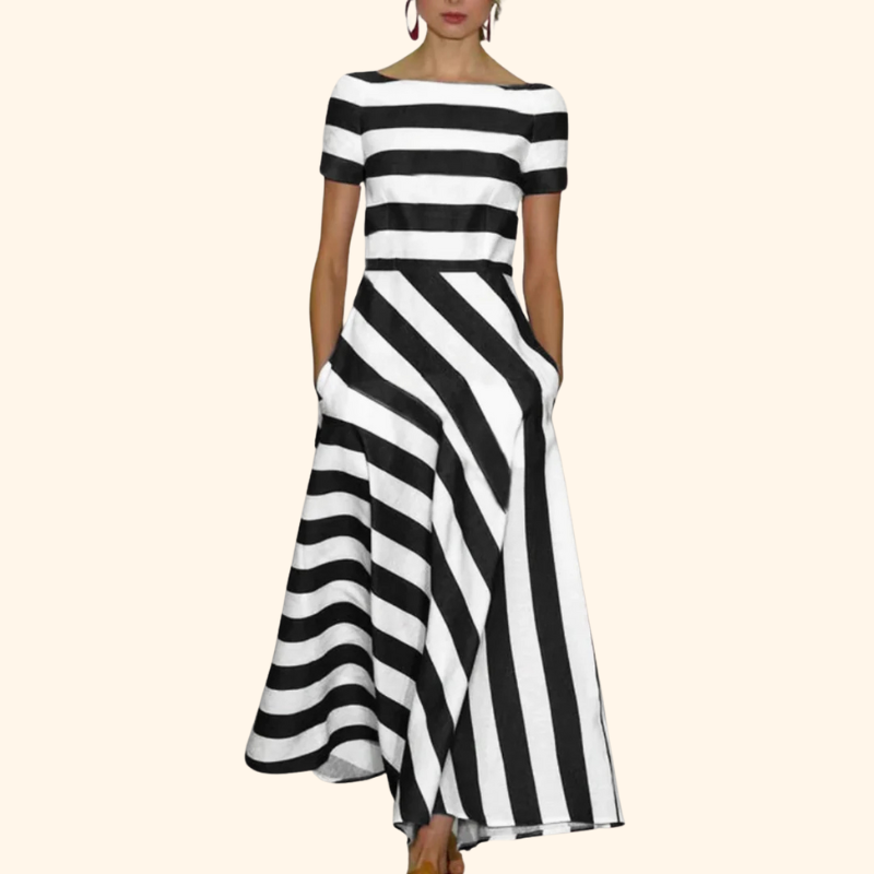 Paris - Sleeved Stripes Pocket Dress