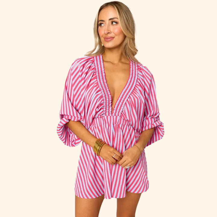 Fleur - Trendy Oversized Puff Sleeve Romper