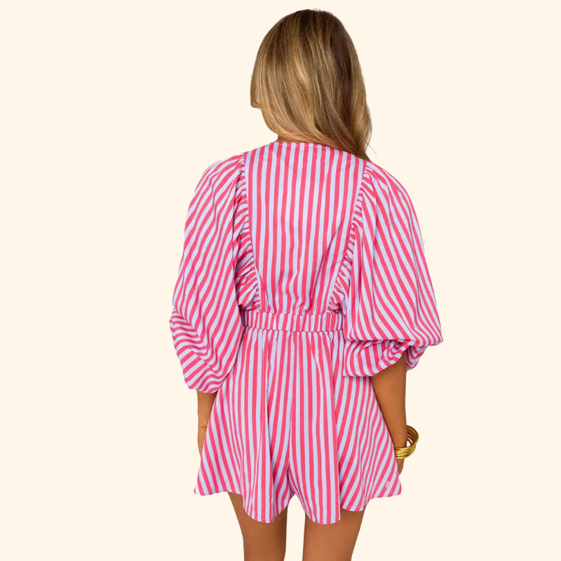 Fleur - Trendy Oversized Puff Sleeve Romper