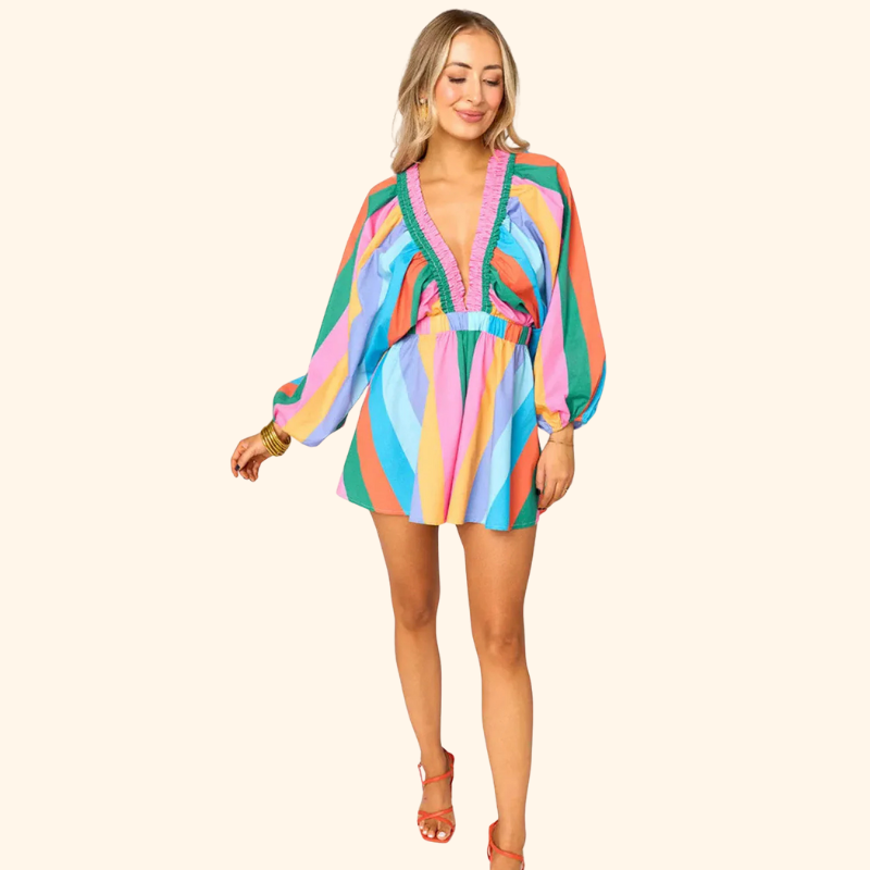Fleur - Trendy Oversized Puff Sleeve Romper