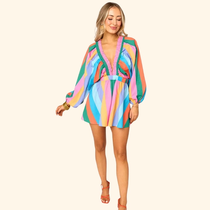 Fleur - Trendy Oversized Puff Sleeve Romper