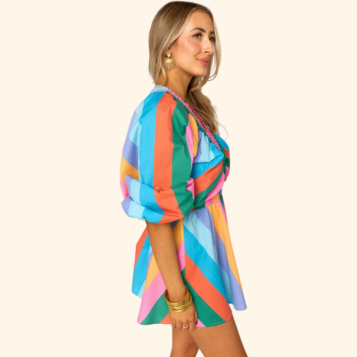 Fleur - Trendy Oversized Puff Sleeve Romper